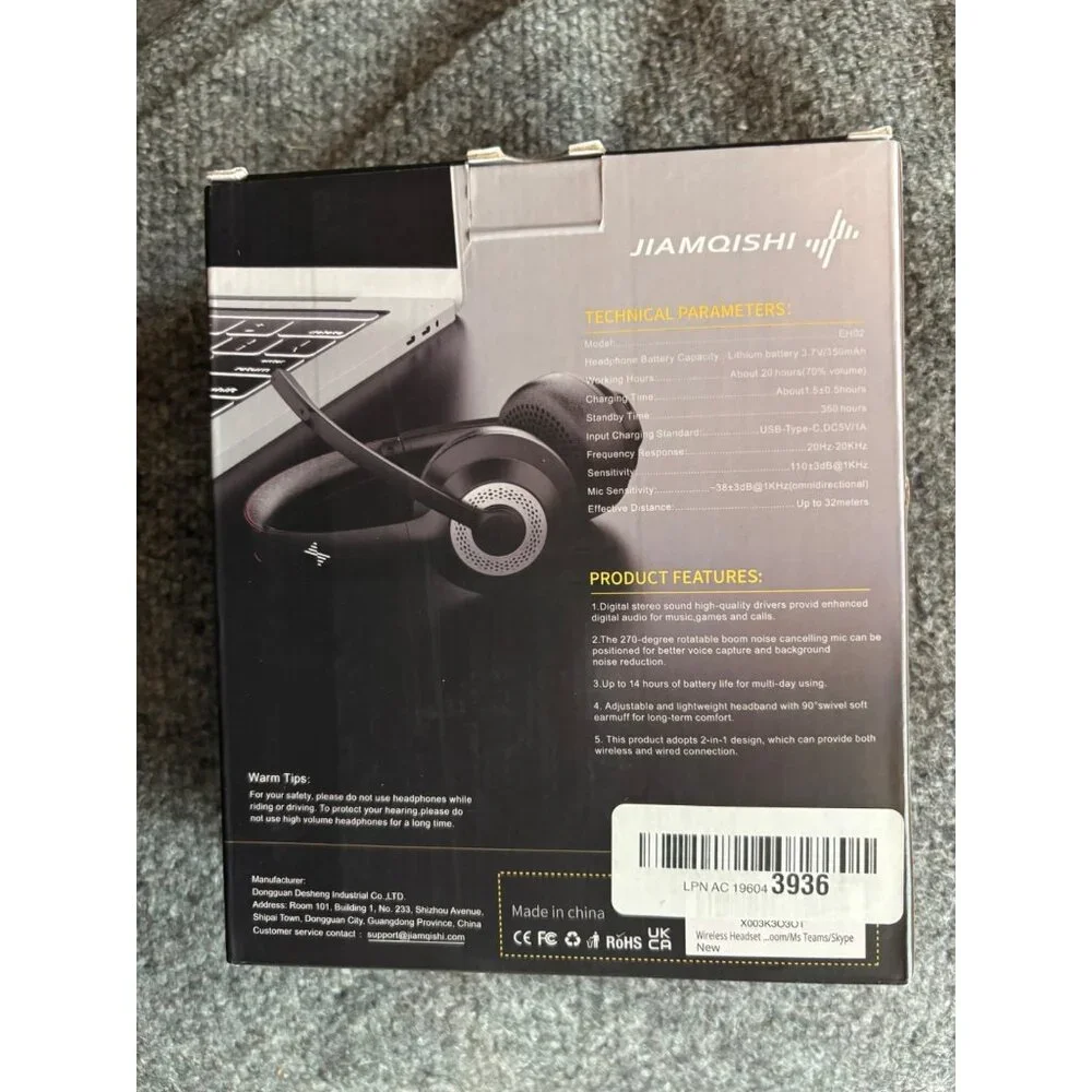 JiamoQishi Computer Headset EH02 Wired & Wireless With ENC Noise Cancelling